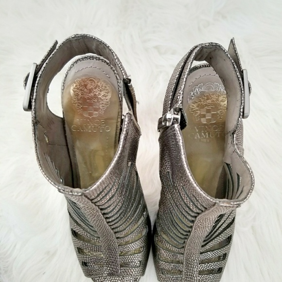 Vince Camuto Aphrodite open toe pewter heels - Picture 4 of 8